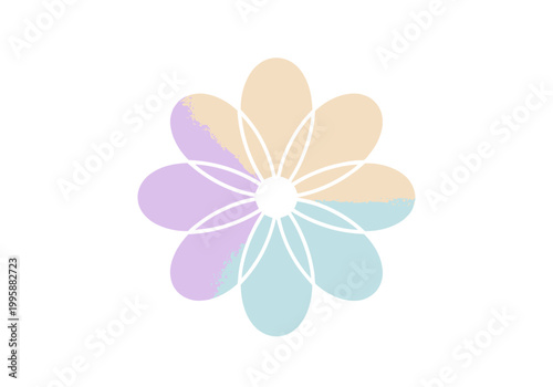 Pastel-hued geometric flower illustration with soft, blended colors symbolizing growth and nature's beauty