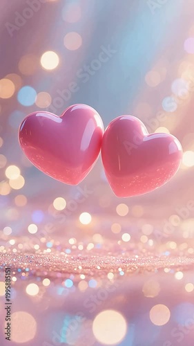 Pink heart shapes on dreamy background