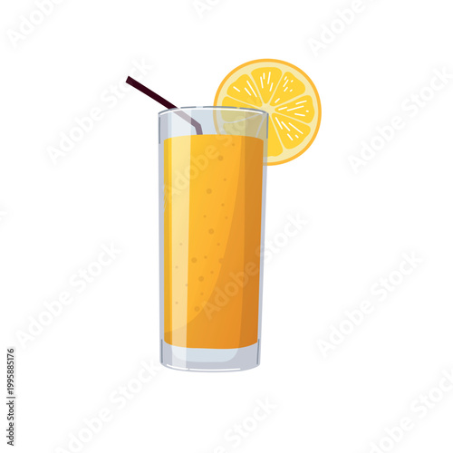 Fresh orange juice in glass vector illustration isolated