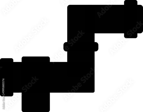 Pipeline icon, black silhouette symbolizing plumbing, fluid transport, engineering, and mechanical systems