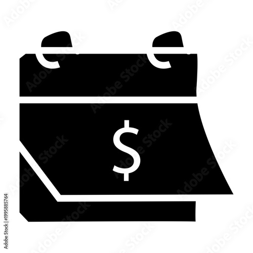 Calendar with dollar symbol icon isolated on white background. Financial schedule concept suitable for payment reminder and pay day.