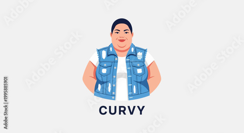 Cheerful Person in Denim Vest Smiling and Looking Directly.