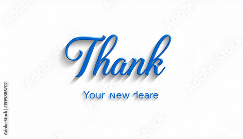 Blue thank typography in elegant cursive script on clean white background.