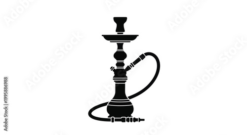 Simple black silhouette vector illustration of a traditional hookah water pipe designed for smoking flavored tobacco in a social lounge or a relaxed private setting