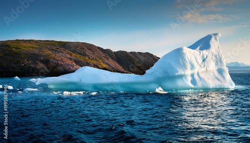 style melting iceberg and appear the rocks