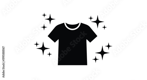 A clean t-shirt vector illustration representing freshness and newness, perfect for laundry, clothing care, or retail graphic design projects.