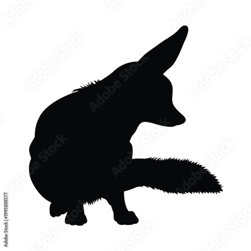 Silhouette of a fox in a relaxed standing pose with a bushy tail Vector