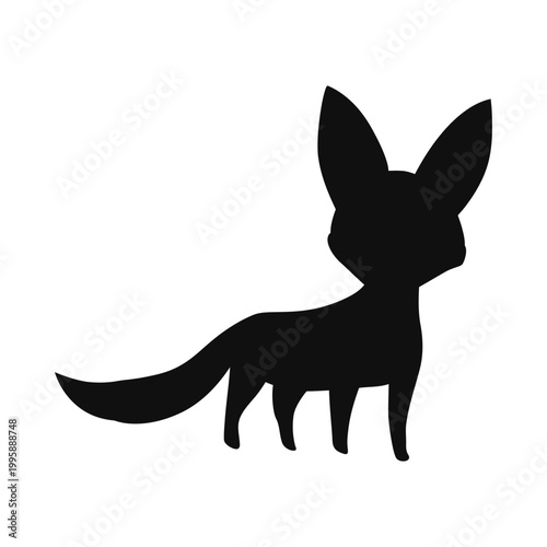 A sleek silhouette of a fox standing upright with pointed ears and a bushy tail Vector