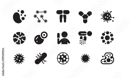 Scientific icons of biological cells viruses and bacteria for medical research and studies
