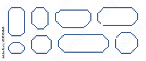 Bild auf Leinwand Pixel text box vector illustration in bright blue style for empty pixelated fram