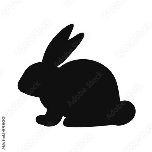 A simple and stylized silhouette of a rabbit in motion Vector