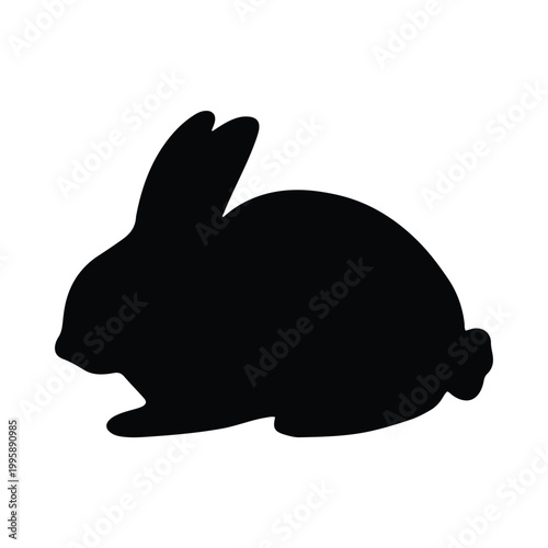 A minimalist silhouette of a rabbit facing to the right with upright ears Vector