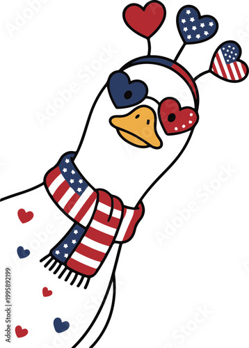 Preppy Peeking Goose Svg Png, Patriotic Goose Svg PNG
