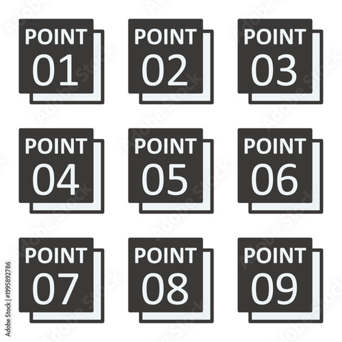 イラスト素材：ポイント,重要,チェック,注目,注意,数字