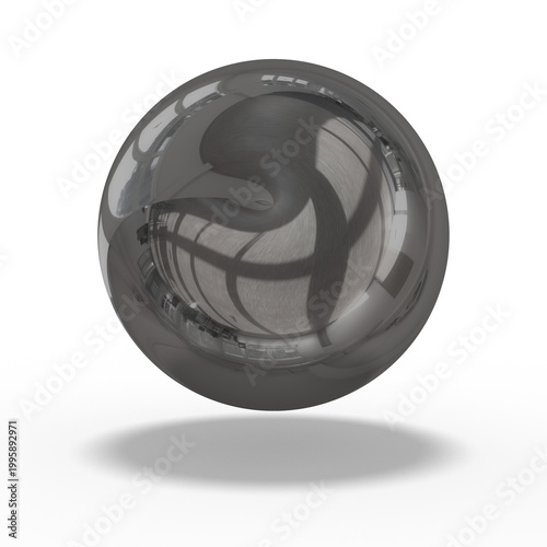 Fotografie Farbige hochglanz Kugel in schwarz, Ball ,freigestellt auf transparenten Hinterg