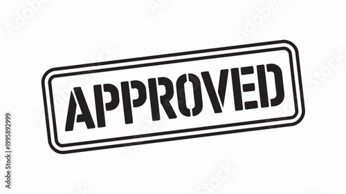A black approved stamp on a white background