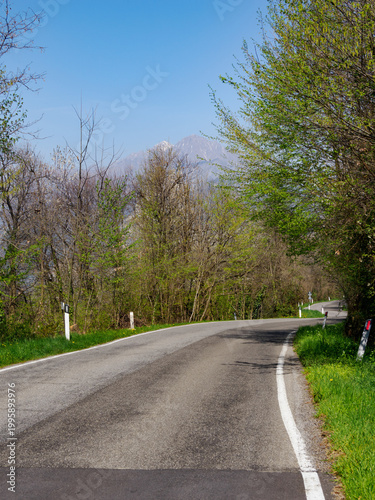 Springtime landscape along the road to Colle Brianza, Lecco province, Italy