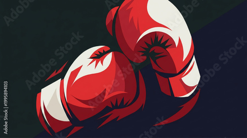 Graphic illustration of a pair of red boxing gloves