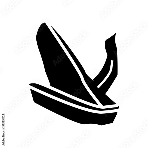 Simple canoe boat silhouette icon isolated on white background.