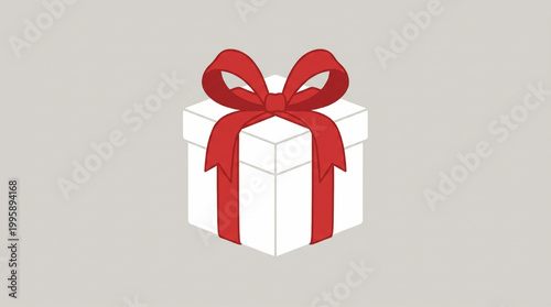 Gift box with a festive red ribbon