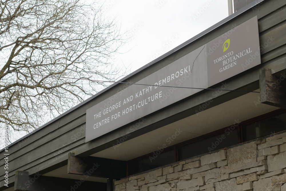 Obraz premium building exterior and sign of The George and Kathy Dembroski Centre for Horticulture located at Edwards Gardens located at 777 Lawrence Av E, Toronto