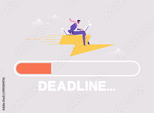 Concept of fast worker or employee, good performance, fast or agile in working and doing multitasking on deadline