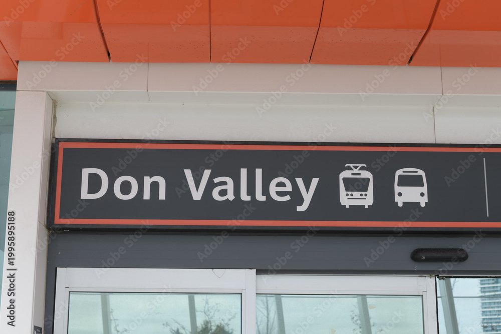 Naklejka premium exterior of Eglinton Line 5 Don Valley Station (originally Science Centre Station) at 777 Eglinton Av E, at Don Mills Rd, Toronto
