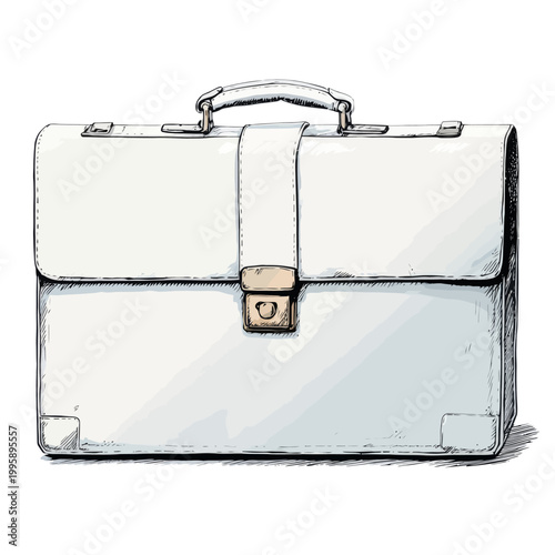 Elegant sketch of a leather briefcase with handle and buckle