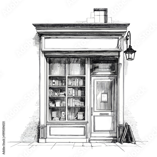Charming vintage bookstore facade with classic details and elegant design