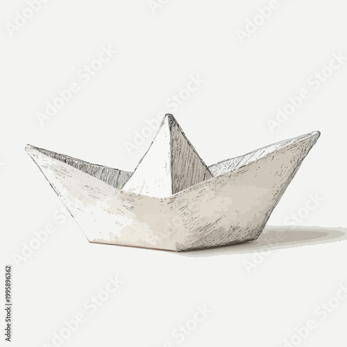 Simple handmade paper boat on neutral background