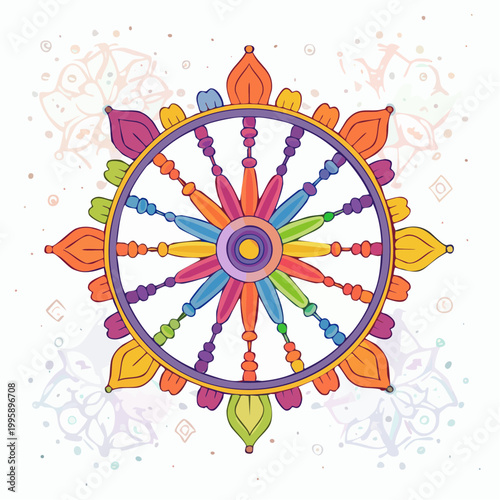 Colorful Dharma Wheel Illustration