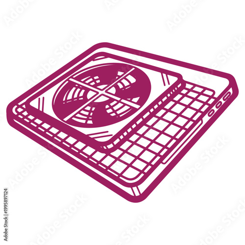 Purple laptop cooling pad with fan and grid pattern essential for computer cooling and performance enhancement