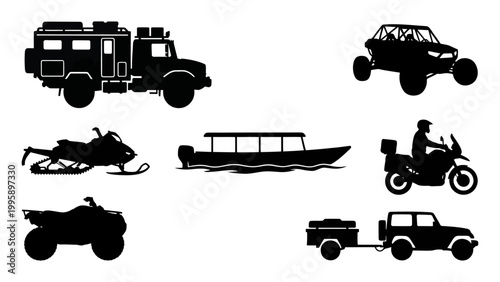 Adventure and Off-Road Vehicles Silhouettes Set
