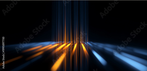 Dynamic Light Trails Of Speeding Cars On Dark Highway At Night With Motion Blur Effect