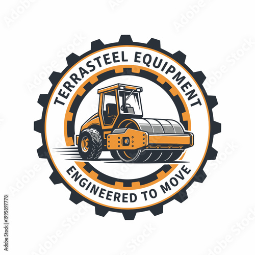 Yellow Road Roller Construction Equipment Machine.