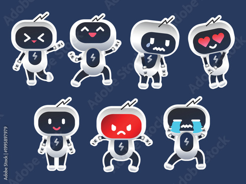 Cute Robot Emotion Character Set