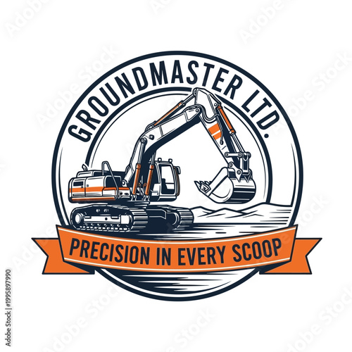 Excavator machine with orange accents.