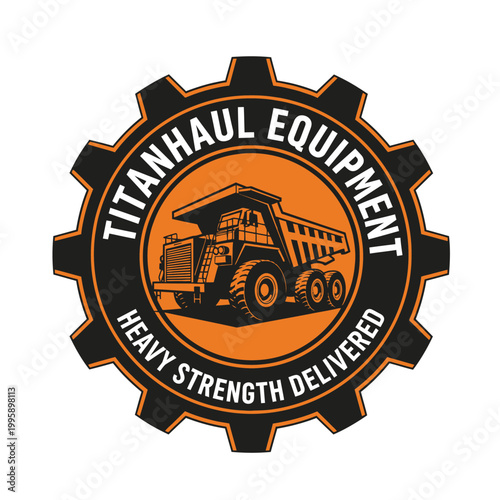 Heavy duty industrial mining truck logo.