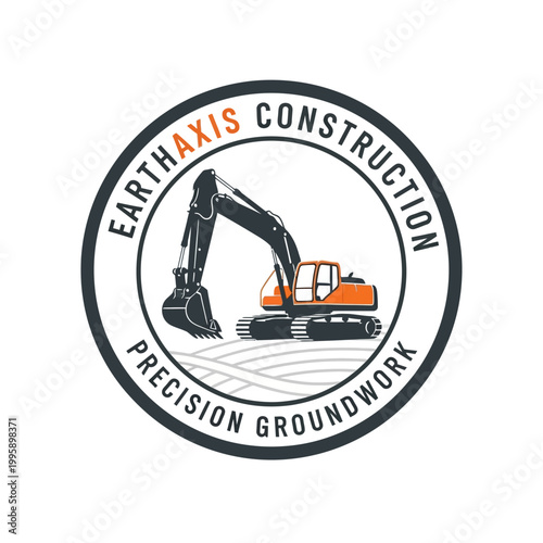 Orange excavator construction equipment machine.