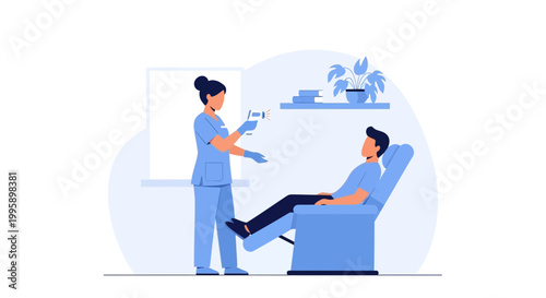 Nurse Administering Injection to Patient in Medical Clinic - Healthcare Illustration