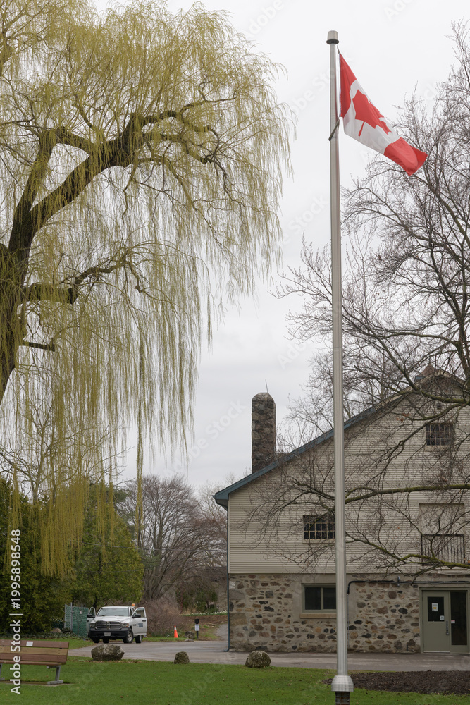 Fototapeta premium view of The Milne Barn a converted bank barn at Edwards Gardens located at 755 Lawrence Av E, Toronto
