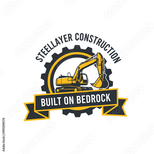 Steelayer Construction Excavator Logo Design.