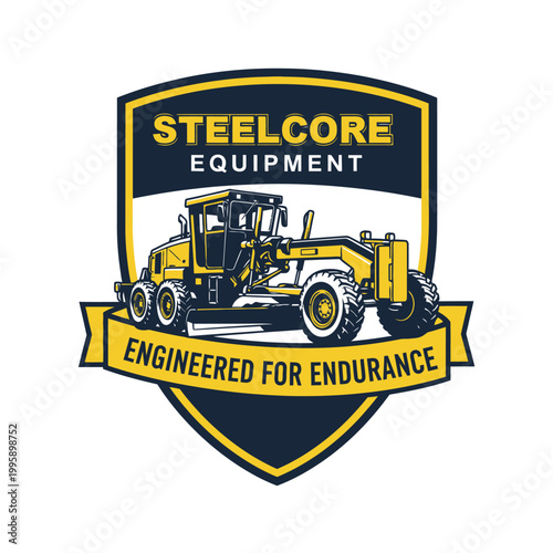 Yellow Construction Grader Machine Logo.