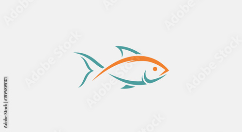Stylized Fish Logo Design, Minimalist Seafood Icon, Marine Life Symbol