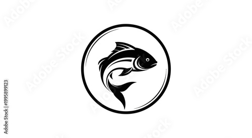 Stylized Fish Silhouette Icon in Circle