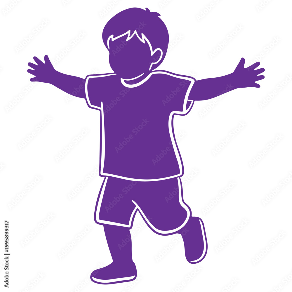 Fototapeta premium Happy child with arms outstretched wearing casual clothes isolated on a transparent background