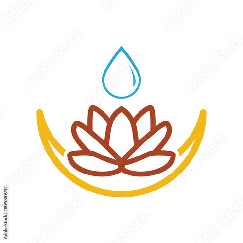 Water Drop Lotus Crescent Moon Symbol