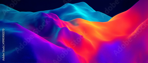 Vibrant Multicolored Gradient Mountain Landscape,  Hyperspectral Imaging Visualization Gradient UHD 4k quality