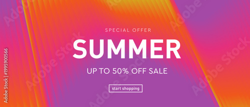 Bright Summer Sale Background with Gradient Stripes and Modern Banner Design
