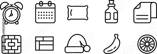 Everyday objects icons set, household items daily essentials symbols vector illustration collection design